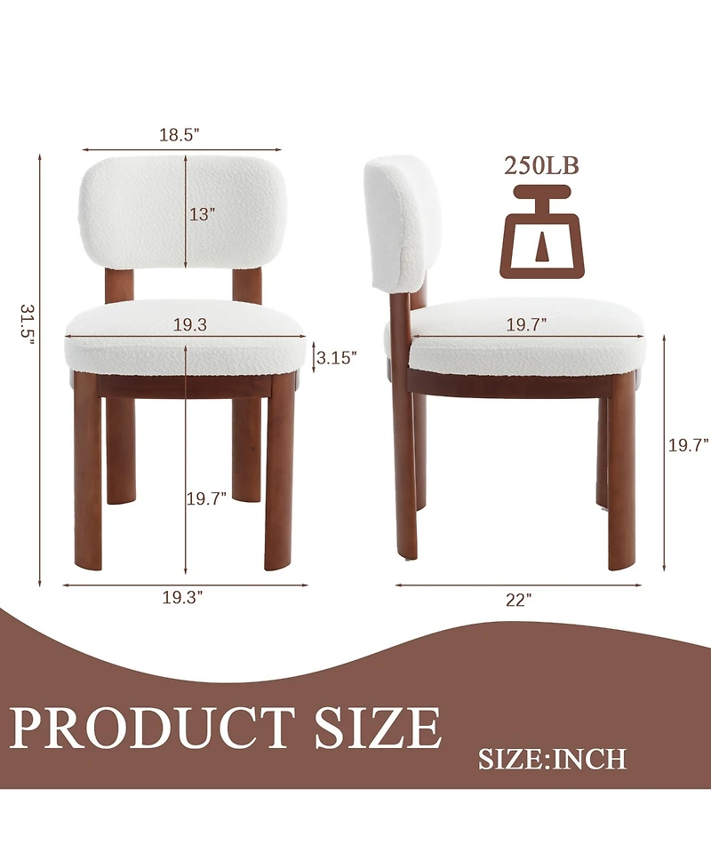 Boyel Living Farmhouse Wooden Dining Chairs Set of 2 Modern Fabric Upholstered Armless Side Chairs