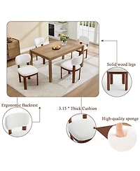 Boyel Living Farmhouse Wooden Dining Chairs Set of 2 Modern Fabric Upholstered Armless Side Chairs