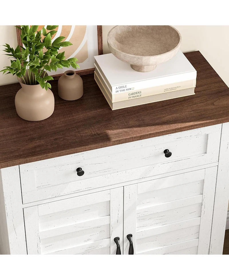 gaomon Farmhouse 3-Tier Storage Cabinet with 7-Level Adjustable Shelves