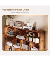 gaomon 10-Cube Wooden 3-Tier Bookcase with 5 Iron Legs, Freestanding Storage Organizer for Home Office