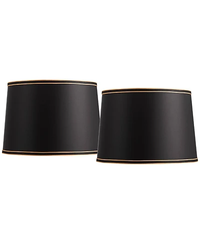 Springcrest Set of 2 Drum Lamp Shades Medium 14" Top x 16" Bottom x 11" High Spider with Replacement Harp and Finial Fitting