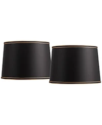 Springcrest Set of 2 Drum Lamp Shades Medium 14" Top x 16" Bottom x 11" High Spider with Replacement Harp and Finial Fitting