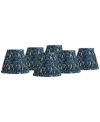 Springcrest 3 1/2" Slant Print Lamp Shade Replacement Set of 6 Navy Blue Floral Clip On Candelabra