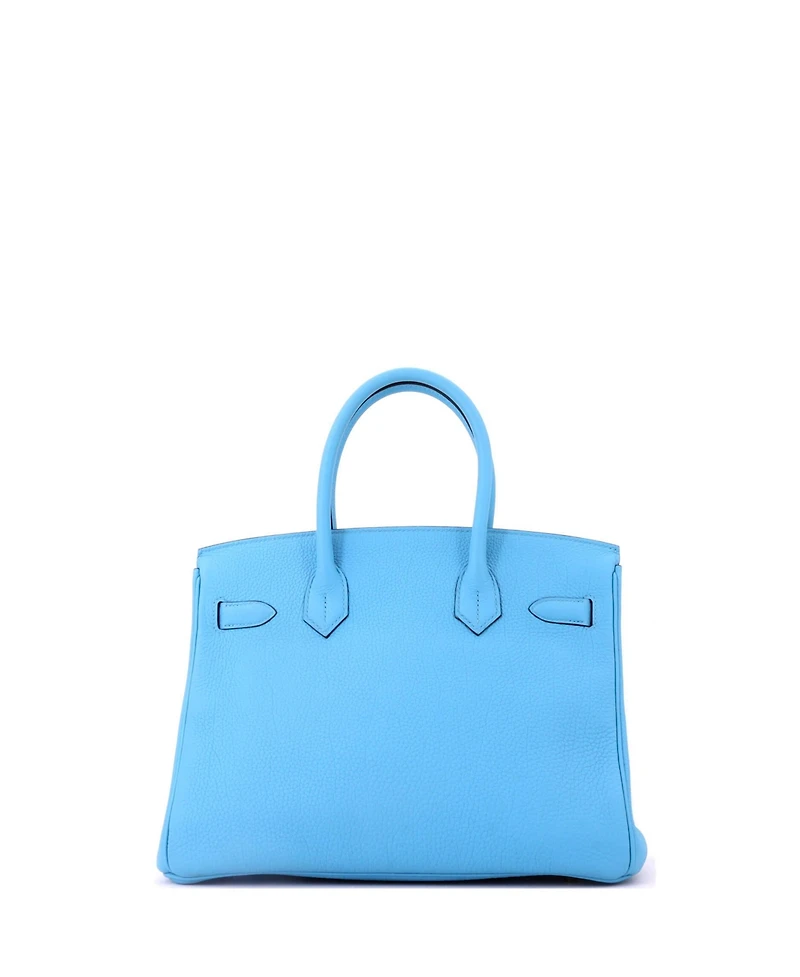 Pre-Owned HERMES Birkin 30 Handbag Blue Togo with Gold Hardware