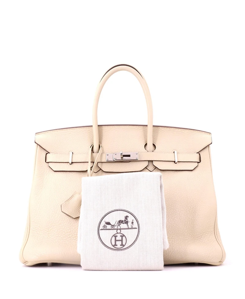 Pre-Owned HERMES Birkin 35 Handbag Light Clemence with Palladium Hardware