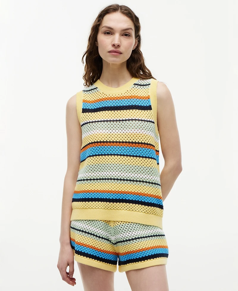 Tommy Hilfiger Women's Cotton Crochet Sleeveless Sweater