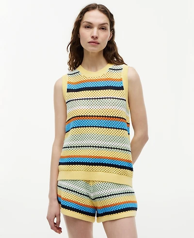 Tommy Hilfiger Women's Cotton Crochet Sleeveless Sweater