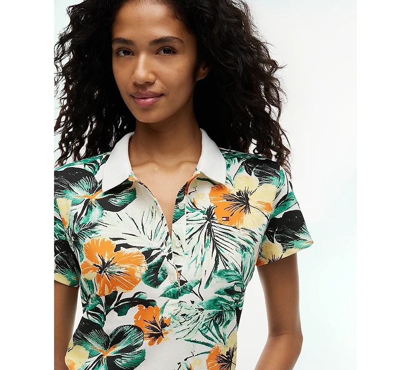 Tommy Hilfiger Women's Classic Pique Printed Short-Sleeve Polo Top
