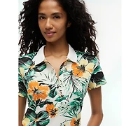 Tommy Hilfiger Women's Classic Pique Printed Short-Sleeve Polo Top