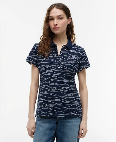 Tommy Hilfiger Women's Classic Pique Printed Short-Sleeve Polo Top