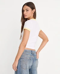 Good American Women's Super Stretch Baby Ringer Crewneck T-Shirt