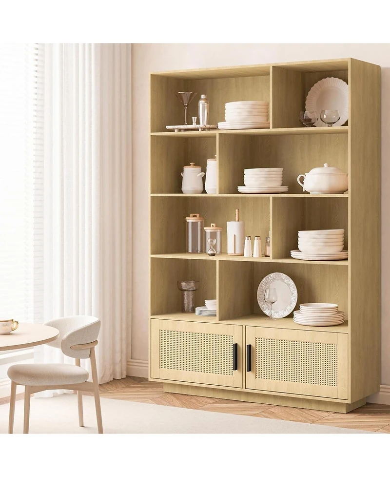 gaomon Tall Industrial Bookshelf with Open Display Shelves