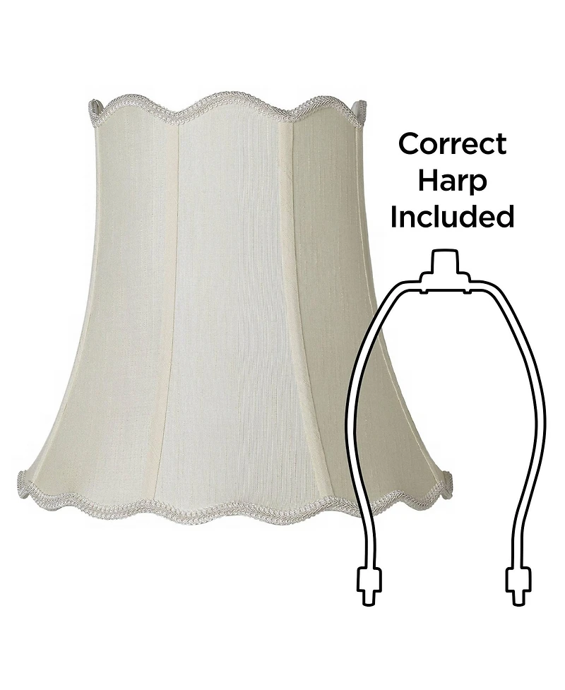 Springcrest Imperial Shade Set of 2 Scallop Bell Lamp Shades Medium 10" Top x 16" Bottom x 14.75" High Spider Harp and Finial Fitting