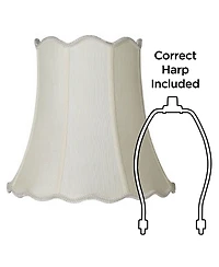 Springcrest Imperial Shade Set of 2 Scallop Bell Lamp Shades Medium 10" Top x 16" Bottom x 14.75" High Spider Harp and Finial Fitting