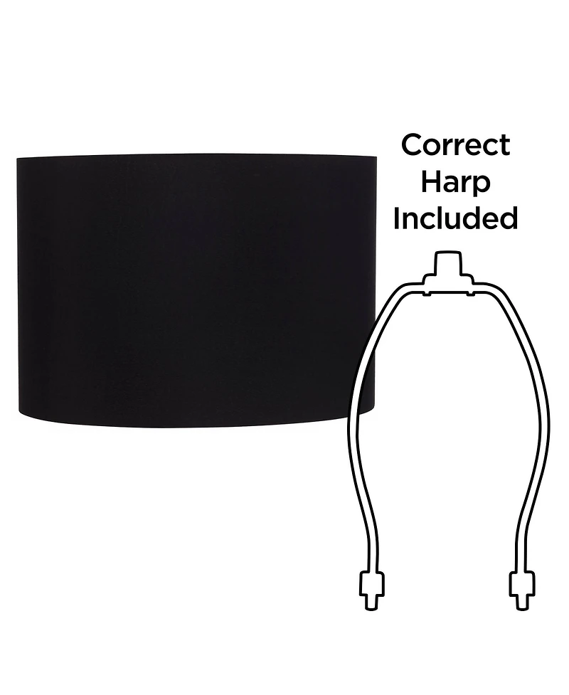 Springcrest Set of 2 Hardback Drum Lamp Shades Medium 16" Top x 16" Bottom x 11" High Spider Replacement Harp Finial Fitting