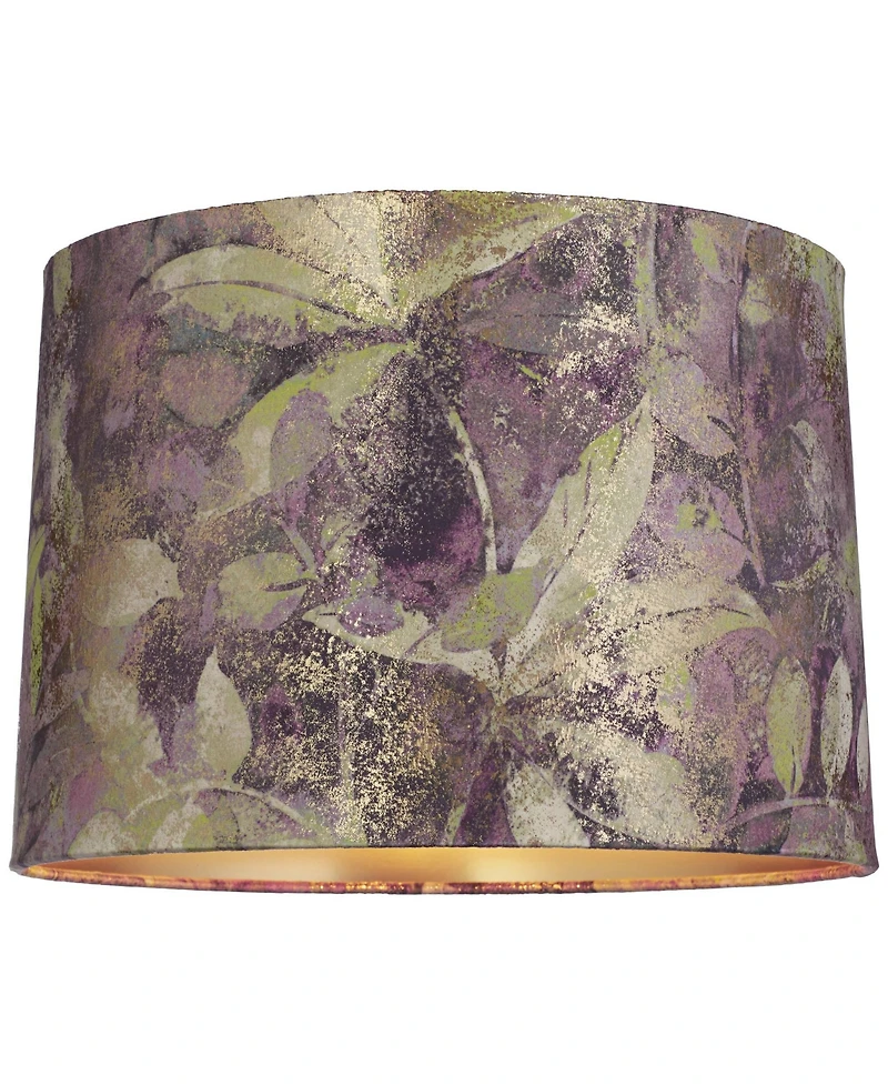 Springcrest 14" Top x 15" Bottom x 10 1/2" High x 10 1/2" Slant Print Lamp Shade Replacement Leaf Velvet Spider Harp Finial