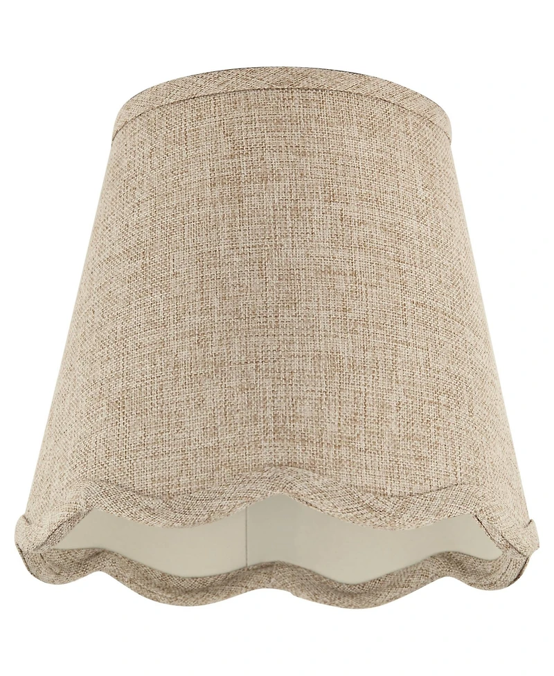 Springcrest 4" Top x 6" Bottom x 5 1/2" High x 5 1/2" Slant Lamp Shade Replacement Set of Fawn Scalloped Clip On Candelabra