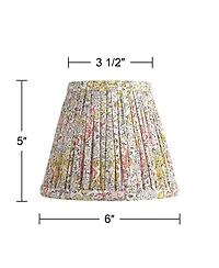 Springcrest Nelle 3 1/2" Top x 6" Bottom x 5" High x 5" Slant Print Lamp Shade Replacement Set of Peach Pleated Clip On Candelabra