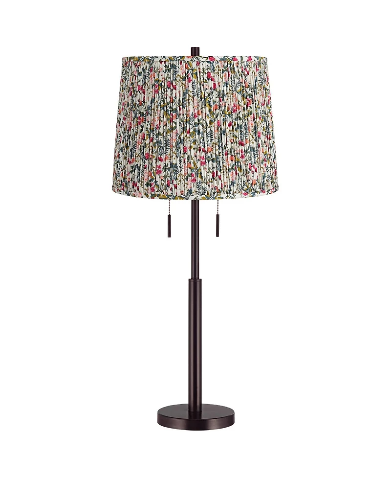 Possini Euro Design Karina 33" Tall Skinny Buffet End Table Lamp Pull Chain Bronze Finish Metal Meadow Shade Living Room