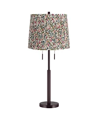 Possini Euro Design Karina 33" Tall Skinny Buffet End Table Lamp Pull Chain Bronze Finish Metal Meadow Shade Living Room