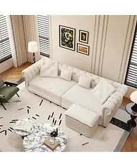 Streamdale Furniture Chesterfield Pull-Out Sofa Bed, Convertible Sleeper, King Size, Chaise, Velvet