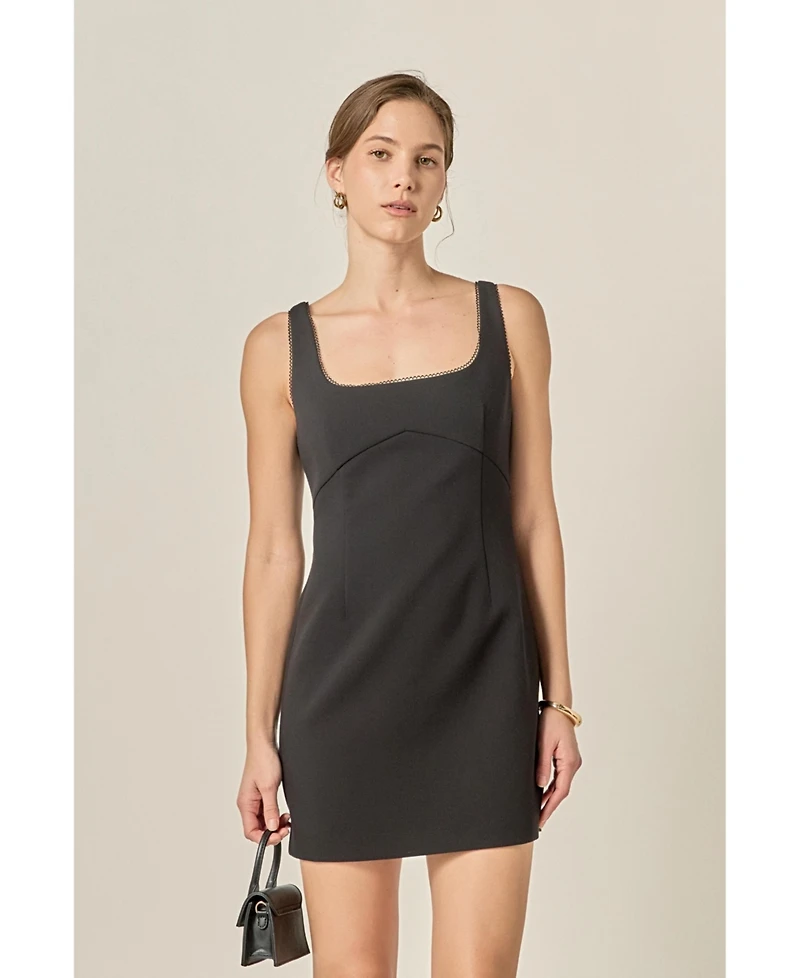 endless rose Women's Lace Trim Mini Dress