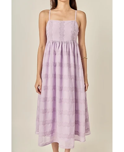 English Factory Women's Embroidered Chiffon Sleeveless Midi Dress