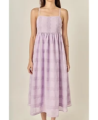 English Factory Women's Embroidered Chiffon Sleeveless Midi Dress