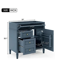 Busdays 36 Inch Bathroom Vanity without Top Sink Modern Storage Cabinet with 2 Drawers and a Tip Out Drawer Solid Wood Frame