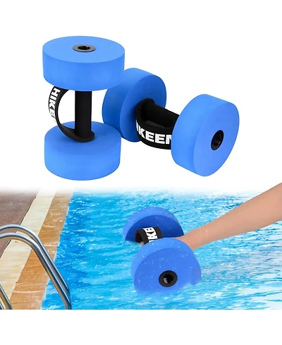 Hikeen Aquatic Exercise Dumbbells Water Dumbbell Pool Resistance Fitness Barbells with 4 High-Density Eva Foam Pool Weights Dumbbells