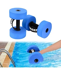 Hikeen Aquatic Exercise Dumbbells Water Dumbbell Pool Resistance Fitness Barbells with 4 High-Density Eva Foam Pool Weights Dumbbells