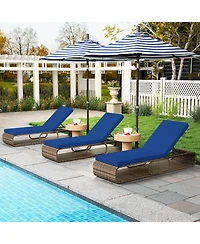 Gouun 7-Position Pe Rattan Outdoor Chaise Lounge with Removable Cushion