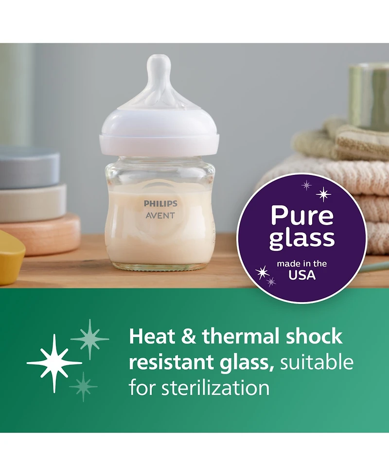 Avent Baby Philips Glass Natural Bottles 3pk, 4oz