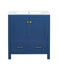 Sillysis 60 Inch Double Bathroom Vanity Set, Freestanding Solid Wood Cabinet with Ceramic Sinks and Soft Close Doors, Modern Storage.