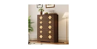 gaomon 5 Drawer Tall Dresser for Bedroom, Boho Chest of Drawers, Wooden Chest with Clothes Storage Cabinet