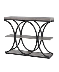 gaomon 39" Industrial 3-Tier Sofa Console Table with Oval-Shaped Metal Frame and Adjustable Feet