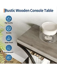 gaomon 39" Industrial 3-Tier Sofa Console Table with Oval-Shaped Metal Frame and Adjustable Feet