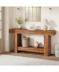 gaomon 63" Farmhouse 2-Tier Console Sofa Table with Storage, for Entryway, Living Room and Hallway