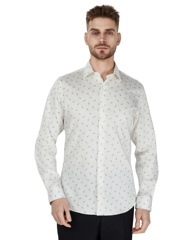 Bar Iii Men's Slim-Fit Printed Dress Shirt, Macy's Exclusive