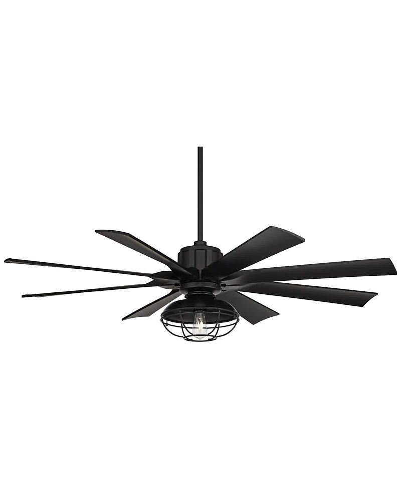 Possini Euro Design 60" Defender Modern Industrial Indoor Outdoor Ceiling Fan Led Light Remote