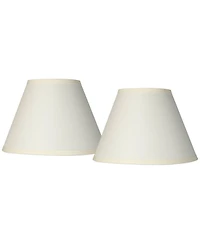 Springcrest Set of 2 Empire Lamp Shades Ivory Small 6" Top x 12" Bottom x 8" High x 8.5" Slant Clip-On Harp Finial Fitting