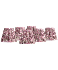 Springcrest Nelle 3 1/2" Top x 6" Bottom x 5" High x 5" Slant Print Lamp Shade Replacement Set of 6 Pleated Clip On Candelabra