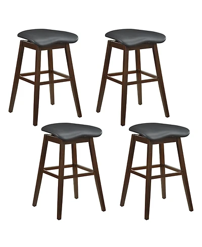 Gymax Set of 4 Swivel Bar Stools 31'' Bar Chairs w/ Padded Contoured Seat and Footrest