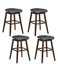 Gymax Set of 4 Swivel Bar Stools 31'' Bar Chairs w/ Padded Contoured Seat and Footrest