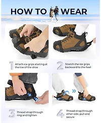 Sportneer Ice Cleats for Shoes and Boots with 28 Spikes Traction Slip On Stretch Footwear for Walking Shoveling on Ice and Snow Lightweight