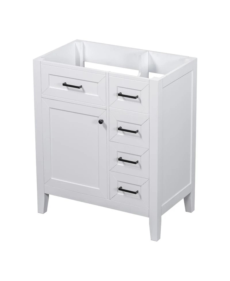 Sillysis 30 Inch Modern Bathroom Vanity Base without Sink, Solid Wood Cabinet with Drawers and Door Shelf, Freestanding Storage.