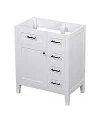 Sillysis 30 Inch Modern Bathroom Vanity Base without Sink, Solid Wood Cabinet with Drawers and Door Shelf, Freestanding Storage.