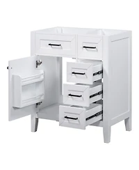 Sillysis 30 Inch Modern Bathroom Vanity Base without Sink, Solid Wood Cabinet with Drawers and Door Shelf, Freestanding Storage.