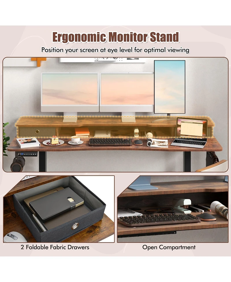 Gouun Electric Standing Desk with 2 Drawers, Adjustable