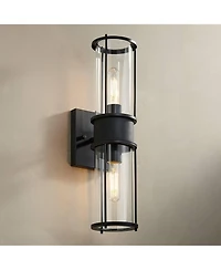 Possini Euro Design Modern Wall Light Sconce Matte Hardwired 4 1/2" 2-Light Fixture Clear Glass Shades for Bedroom Bathroom